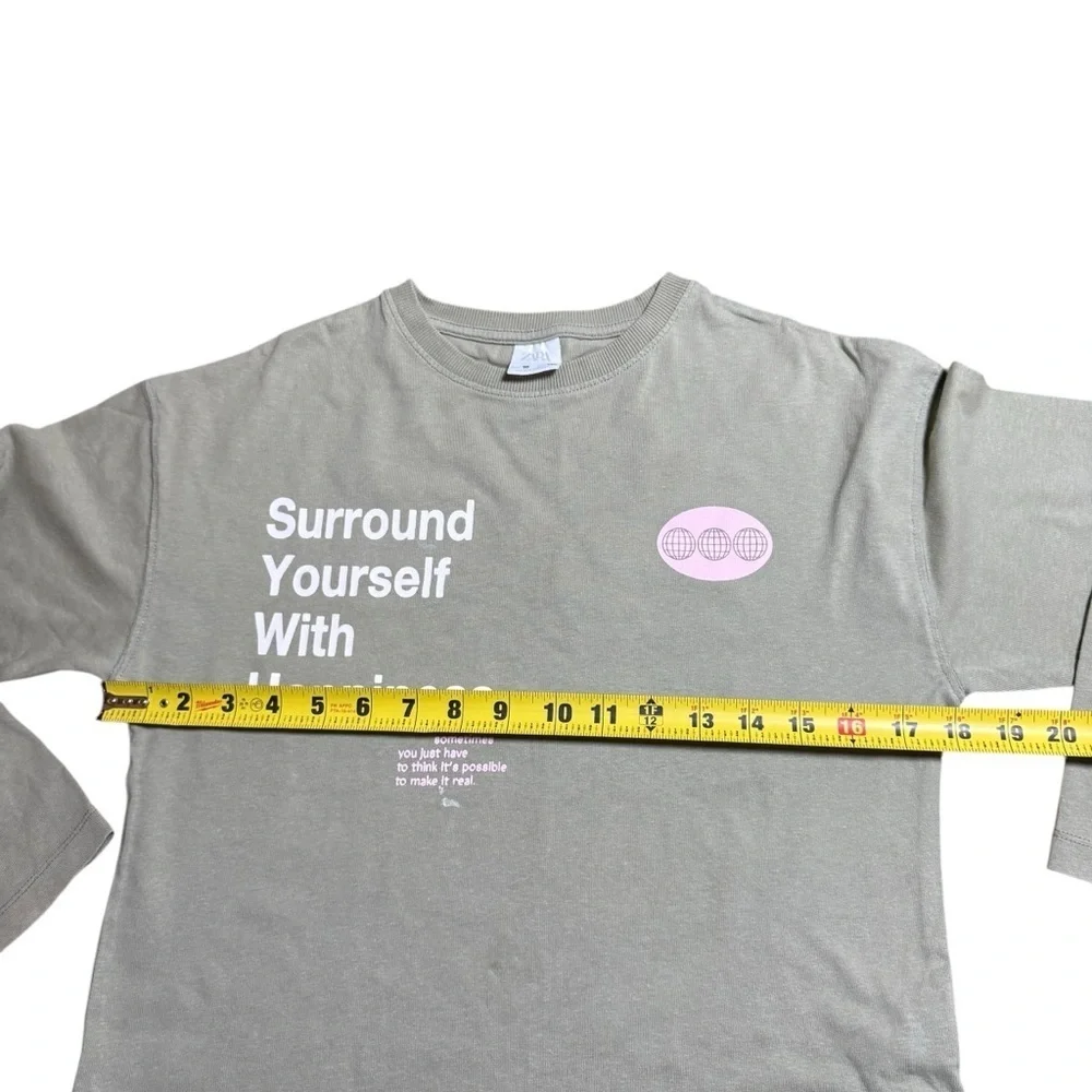 Zara Kids Green Long Sleeve Tee with Pink Graphic – Size 10